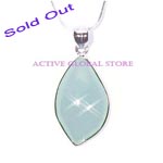 Sold Natural Aquamarine Stone Pendant & 18"L 925 Sterling Silver Necklace Gift